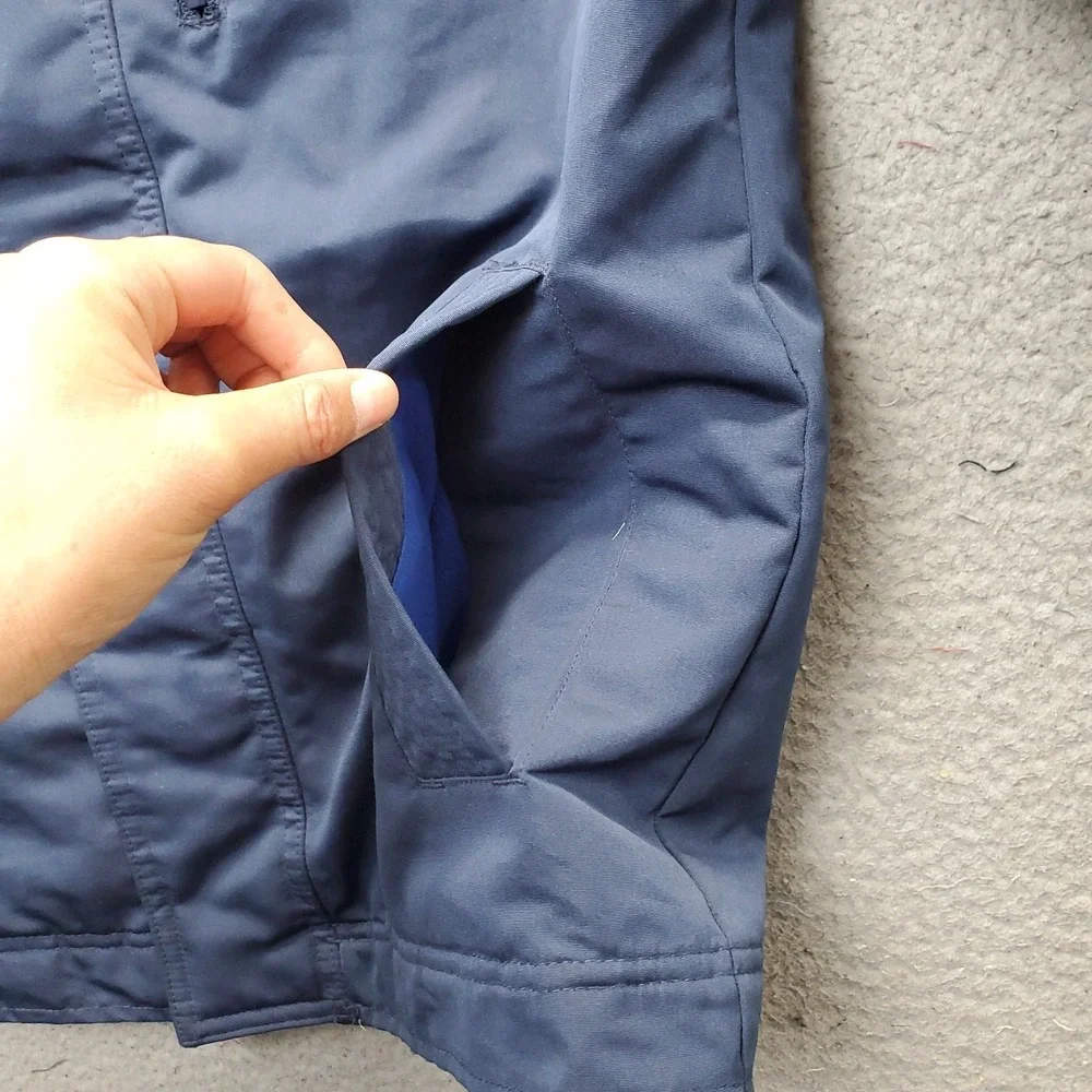 Hollister All-Weather Hooded Jacket Men S Navy Fleece Lined Hook & Loop Full Zip